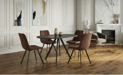 Set Masă Living Extensibilă Set Masă Extensibilă DTW0902MBE Gri cu 4 Scaune J265 Maro