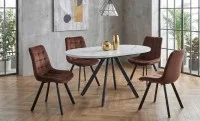 Set Masă Living Extensibilă Set Masă Extensibilă DTW0902MBE Albă cu 4 Scaune J265 Maro