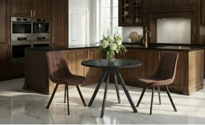 Set Masă Living Extensibilă Set Masă Extensibilă DTW0902MBE Gri cu 2 Scaune J265 Maro