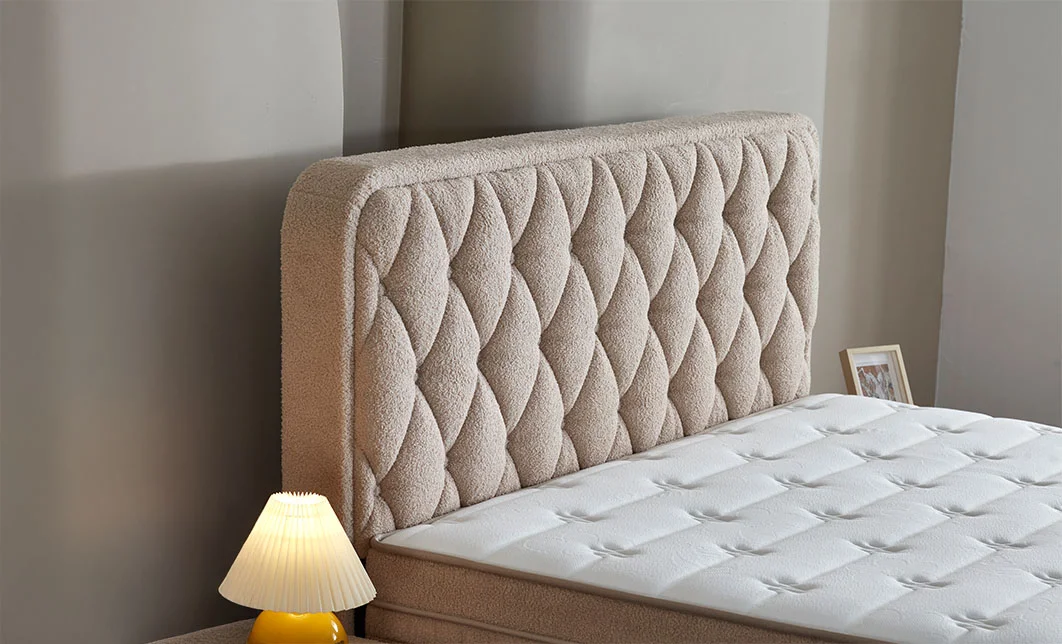 Set Pat Tapitat cu Saltea si Somiera Prestige Bej, 180x200 cm 7