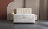 Set Pat Tapitat cu Saltea si Somiera Arden White, 160x200 cm 6