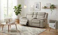 Canapea Recliner Manual cu 2 Locuri si port USB, Gri 1