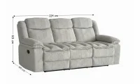 Canapea Recliner Manual cu 3 locuri si Port USB, Gri 2