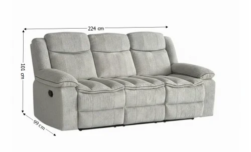Canapea Recliner Manual cu 3 locuri si Port USB, Gri
