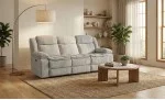 Canapea Recliner Manual cu 3 locuri si Port USB, Gri