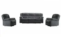 Set canapea cu 2 fotolii sistem recliner Comfort Lux Black, Gri 3
