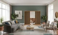 Dulap London L 250 Uși Glisante cu Riflaj si Oglindă 3