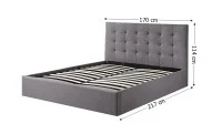 Pat Tapițat Cremona cu Somieră Rabatabilă KJB5734, Gri 160x200  3