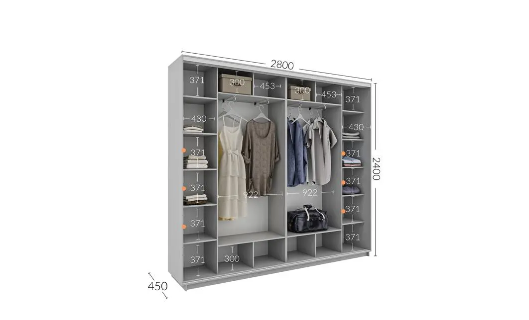 Dulap Personalizat Usi Glisante, 280 x 240 x 45 1