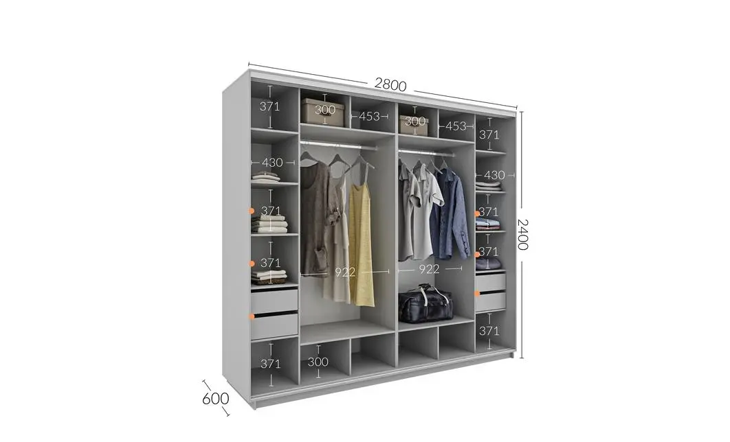 Dulap Personalizat Usi Glisante, 280 x 240 x 60 1