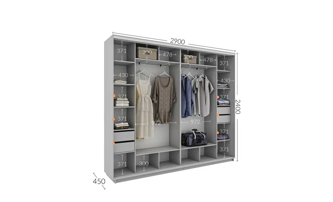 Dulap Personalizat Usi Glisante, 290 x 240 x 45 1
