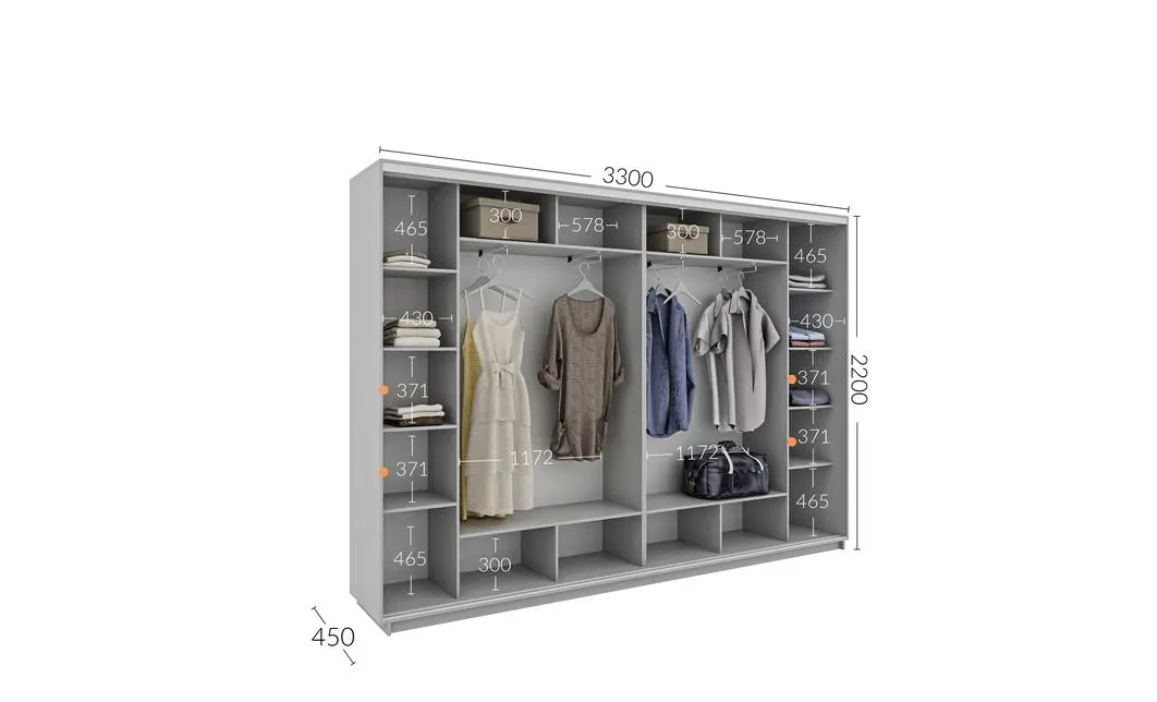Dulap Personalizat Usi Glisante, 330 x 220 x 45 1