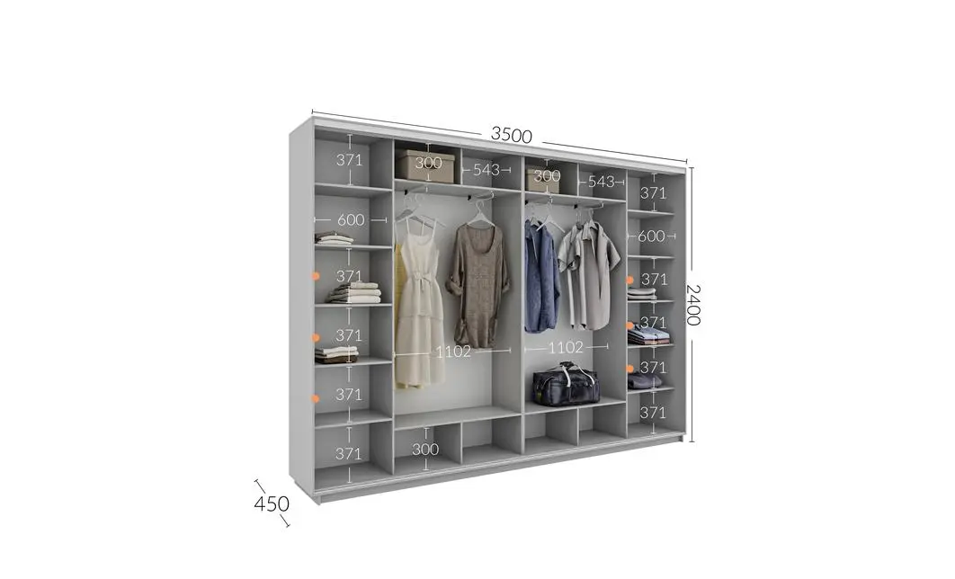 Dulap Personalizat Usi Glisante, 350 x 240 x 45 1