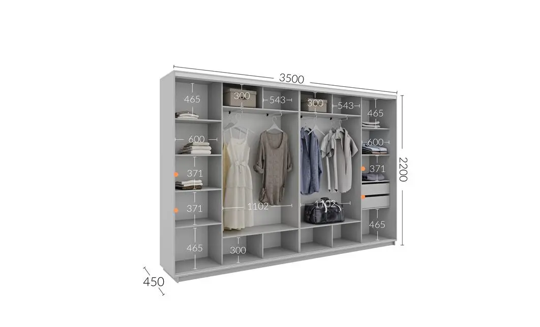 Dulap Personalizat Usi Glisante, 350 x 220 x 45 1