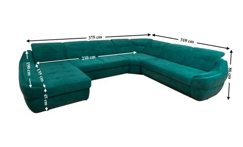 Colțar Extensibil Space XXL Verde - Vega 27 Stânga