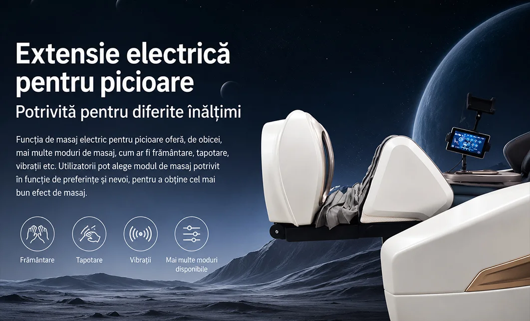 Fotoliu de Masaj A013 Alb/Maro, Masaj 4D, 24 Programe, Reglare Automată a Lățimii, Zero Gravity