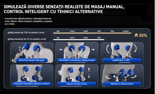 Fotoliu de Masaj A013 Alb/Maro, Masaj 4D, 24 Programe, Reglare Automată a Lățimii, Zero Gravity