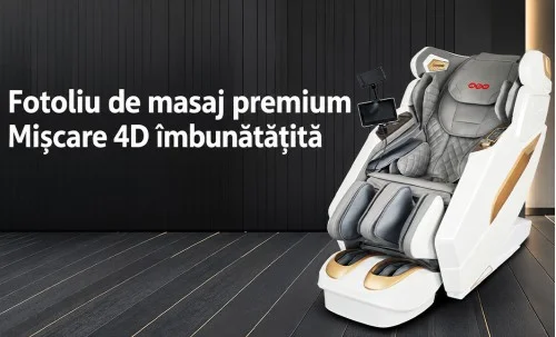 Fotoliu de Masaj A013 Alb/Maro, Masaj 4D, 24 Programe, Reglare Automată a Lățimii, Zero Gravity