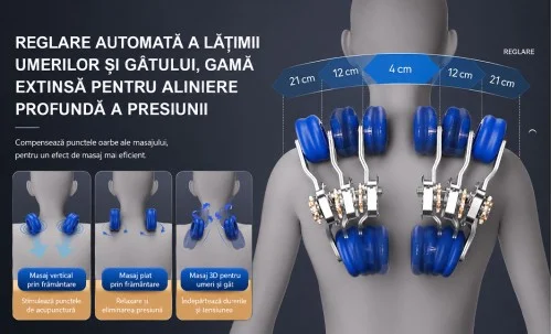 Fotoliu de Masaj A013 Alb/Maro, Masaj 4D, 24 Programe, Reglare Automată a Lățimii, Zero Gravity
