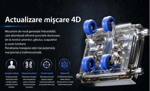 Fotoliu de Masaj A013 Alb/Maro, Masaj 4D, 24 Programe, Reglare Automată a Lățimii, Zero Gravity