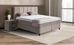 Set Pat Tapitat cu Saltea Belicia Bej, 180 x 200