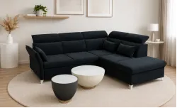 Colțar Extensibil Barry negru - Vega 70 Stânga