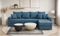 Colțar Extensibil Claudia Mare XXL Memory Albastru - Aragon 74, Interschimbabil