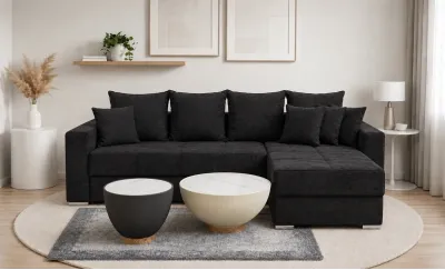 Colțar Extensibil Claudia Mare XXL Bonell Negru - Aragon 99, Interschimbabil