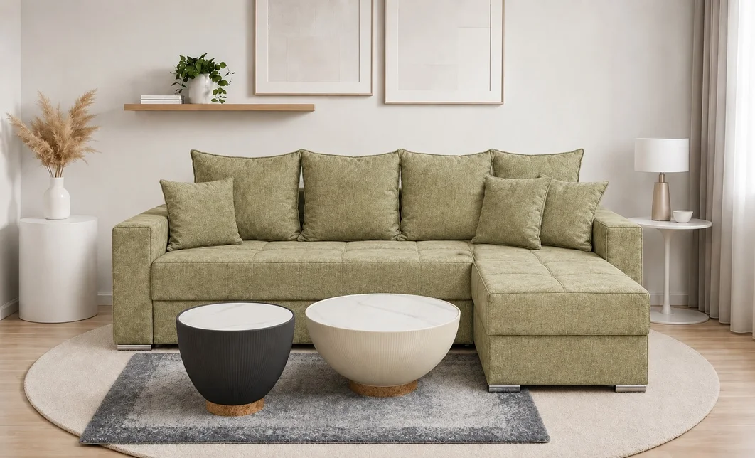 Colțar Extensibil Claudia Mare XXL Bonell Verde Olive - Aragon 35, Interschimbabil