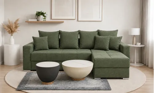 Colțar Extensibil Claudia Mare XXL Memory Verde - Aragon 39, Interschimbabil
