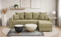 Colțar Extensibil Claudia Mare XXL Memory Verde Olive - Aragon 35, Interschimbabil
