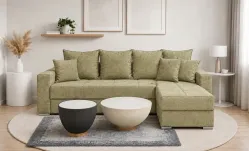Colțar Extensibil Claudia Mare XXL Memory Verde Olive - Aragon 35, Interschimbabil