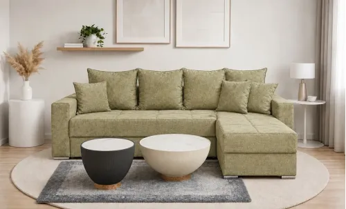 Colțar Extensibil Claudia Mare XXL Memory Verde Olive - Aragon 35, Interschimbabil