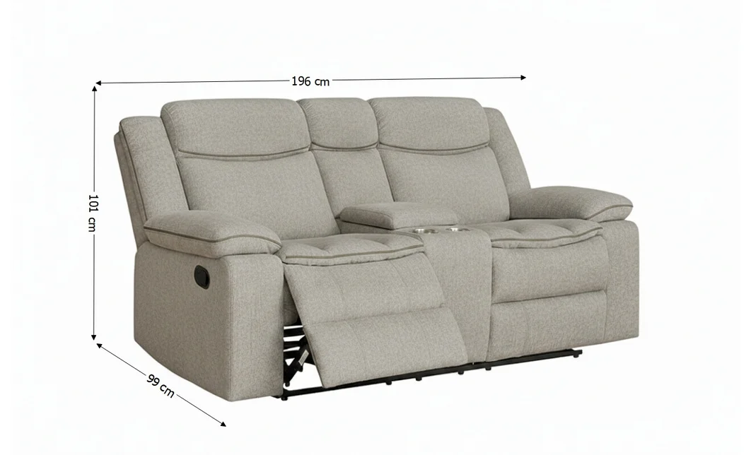 Canapea Recliner Manual cu 2 Locuri si port USB, Gri 2