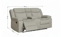 Canapea Recliner Manual cu 2 Locuri si port USB, Gri 2