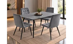 Set Masă Living Extensibilă KJT546 Gri cu 4 Scaune KJC37 Gri