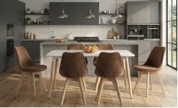 Set Masă Living SL673 Albă cu 6 Scaune de Living J901 Maro