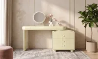 Măsuță de Toaletă T638-4 Vanilie, Extensibilă, cu Oglindă și LED în 3 Culori