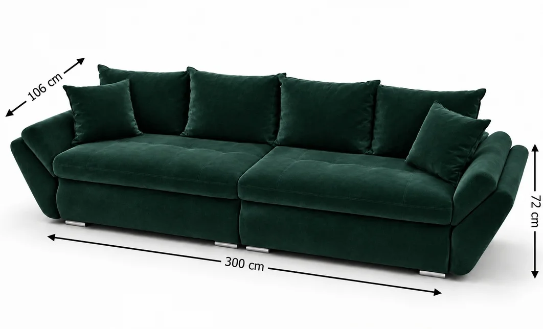 Canapea Extensibilă Confort cu Spumă HR, Verde Smarald 4