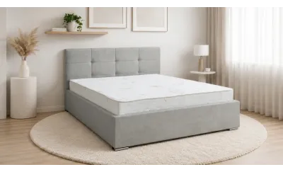 Pat Tapitat Fresh, Gri deschis/Somieră rabatabilă 140x200