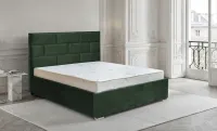 Set Pat Tapițat Mexico cu Saltea și Somieră Rabatabilă, Olive 160x200