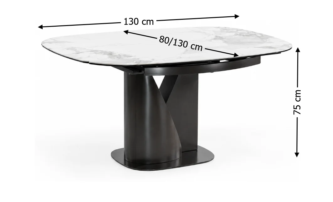 Masă Living Extensibilă Blat Ceramic Alb Marmură CT111 2