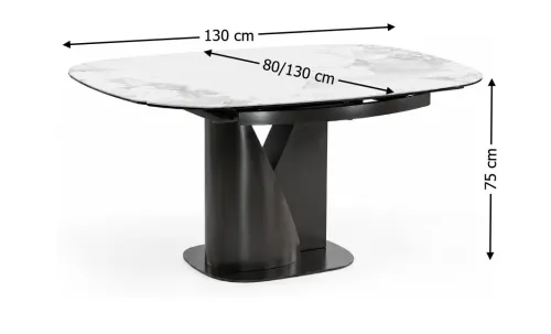 Masă Living Extensibilă Blat Ceramic Alb Marmură CT111