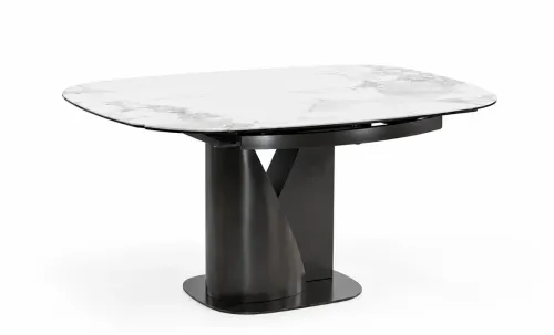 Masă Living Extensibilă Blat Ceramic Alb Marmură CT111