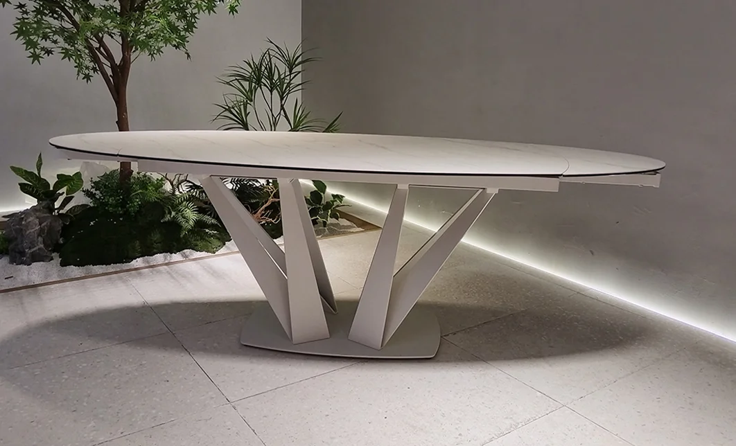 Masă Living Extensibilă Blat Ceramic Alb Marmură CT244 2