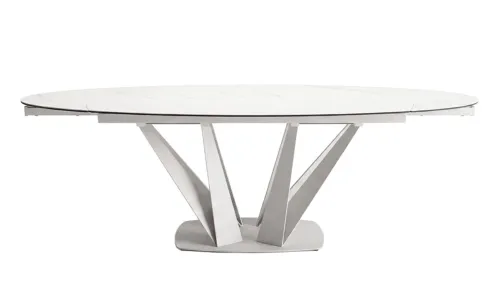 Masă Living Extensibilă Blat Ceramic Alb Marmură CT244