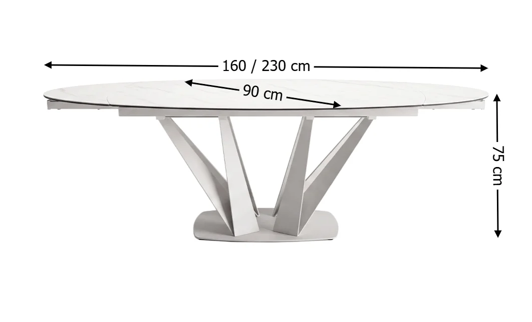Masă Living Extensibilă Blat Ceramic Alb Marmură CT244 3