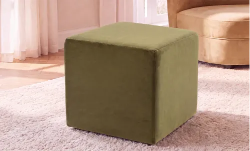Taburet Tapițat Cub Olive