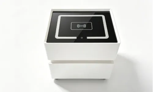 Noptieră Smart Multifuncțională KJN6251 Albă 2 Sertare