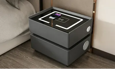 Noptieră Smart Multifuncțională KJN6251 Gri 2 Sertare